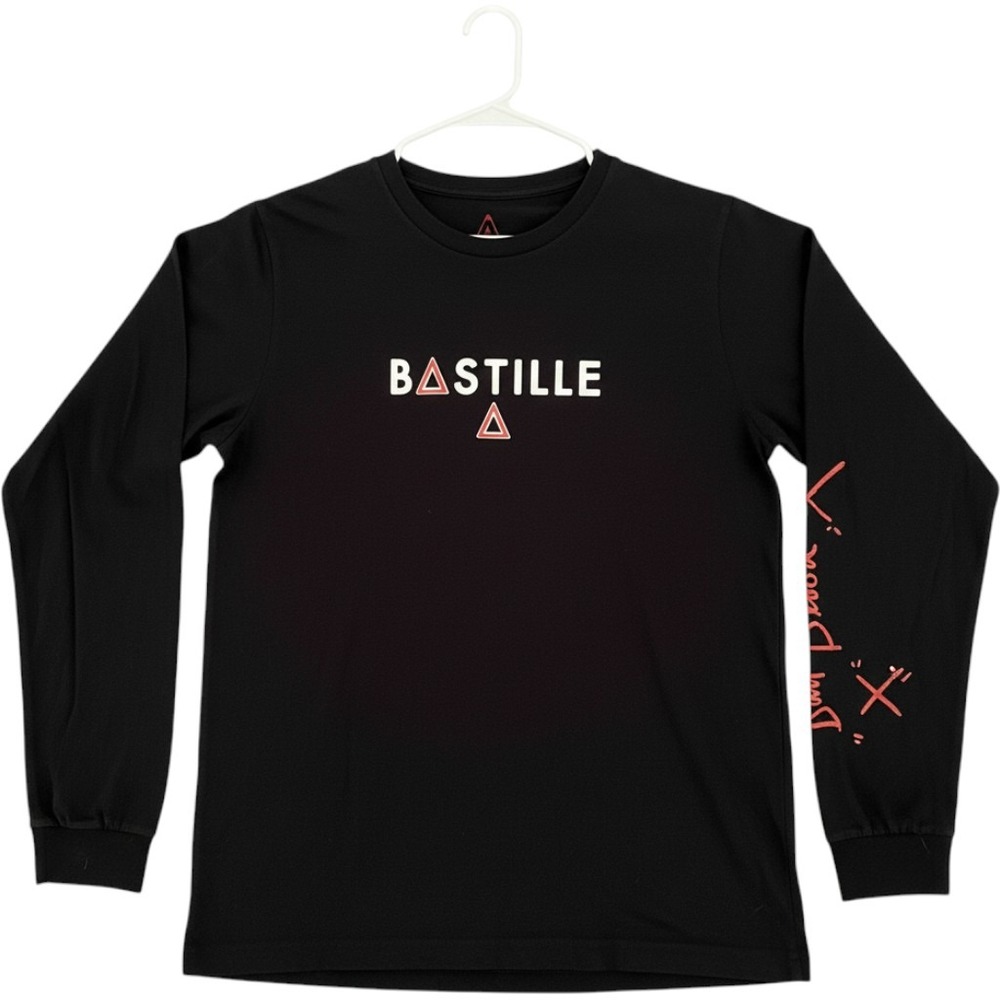 Bastille Bad Blood Long Sleeve Band T-Shirt Black Red Graphic Men Large